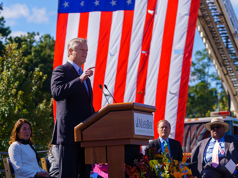 Governor Baker makes a point during his remarks