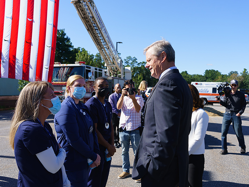 Governor Baker meets a few MassBay health sciences students