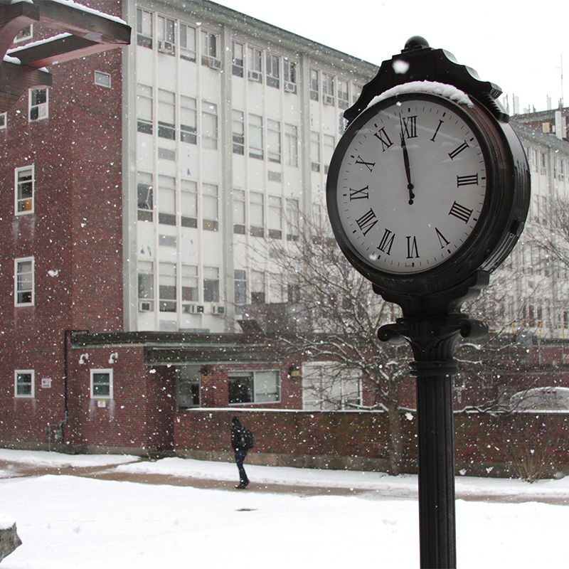 Winter - campus shot / clock