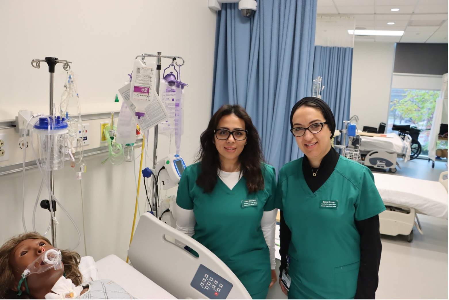Sara Ghanem and Samar Farag in MassBay Nursing Lab