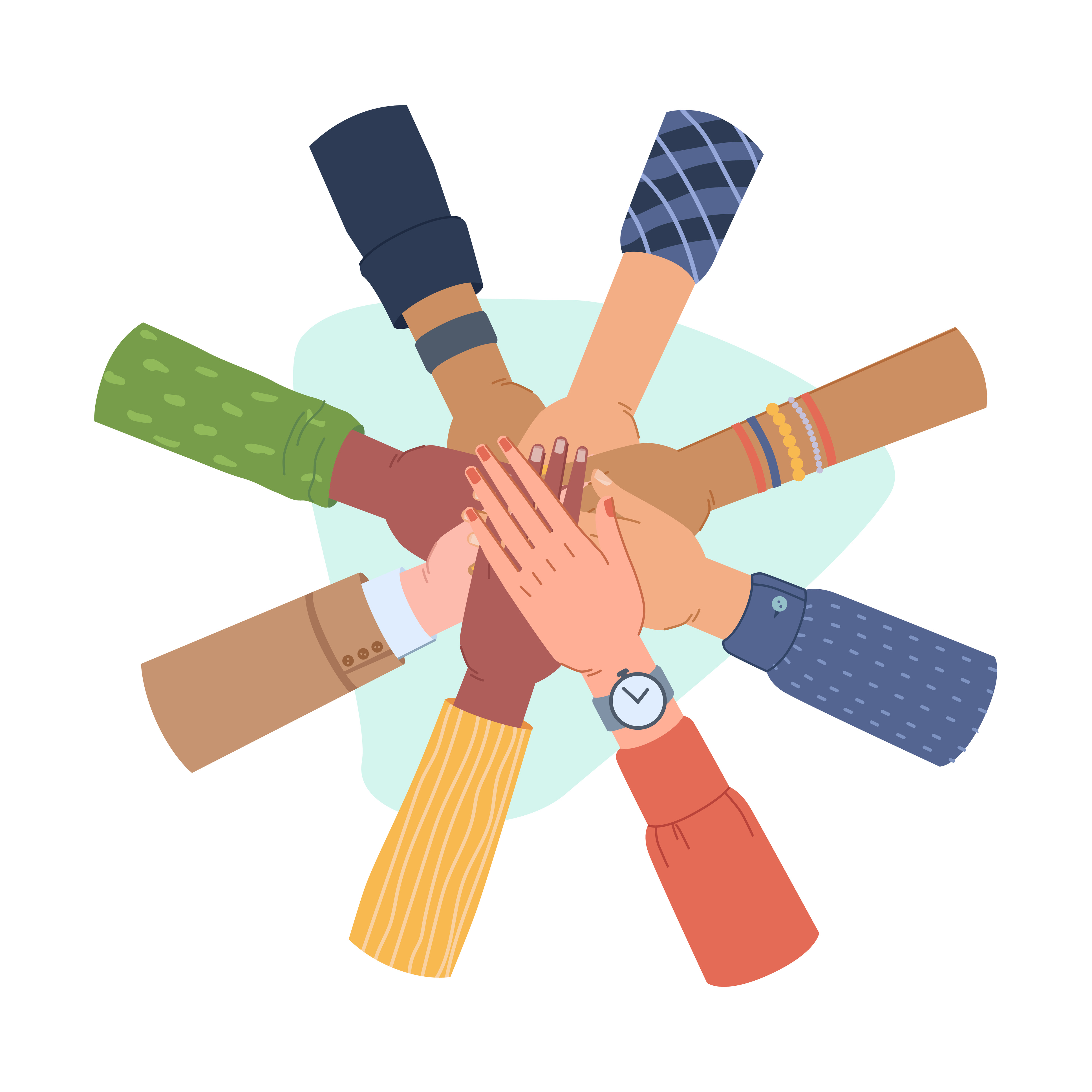 Hands in community circle illustration