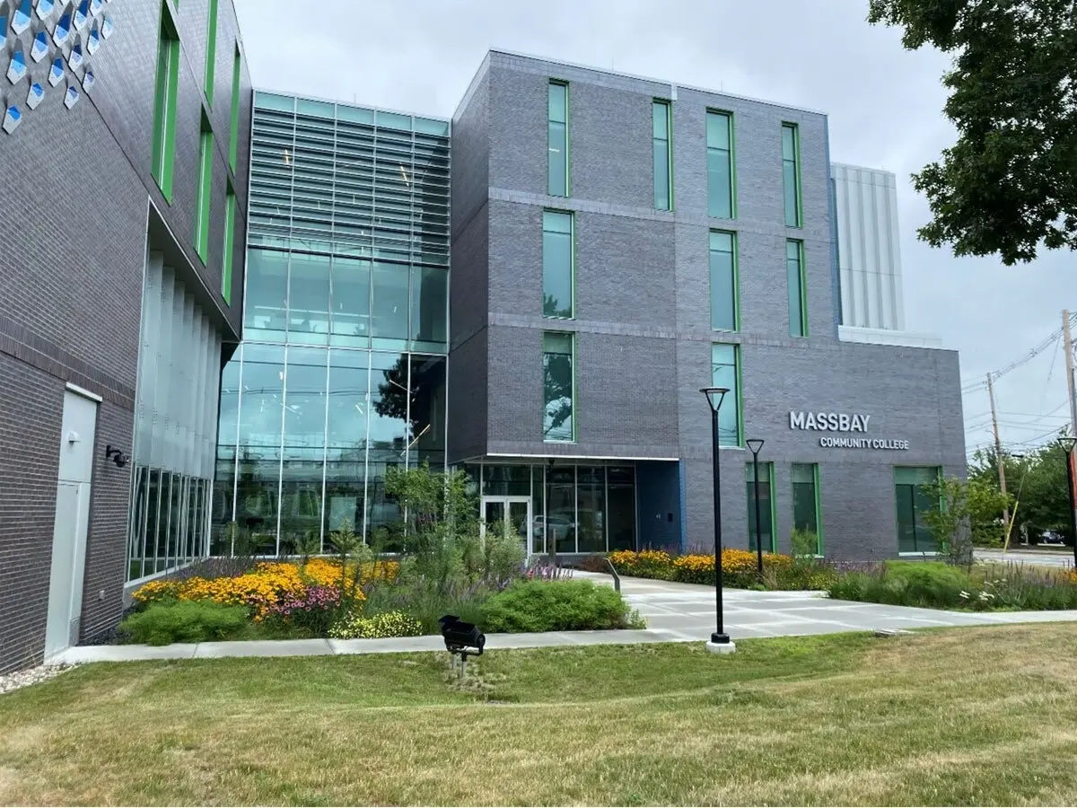 MassBay Framingham Campus with Flowers