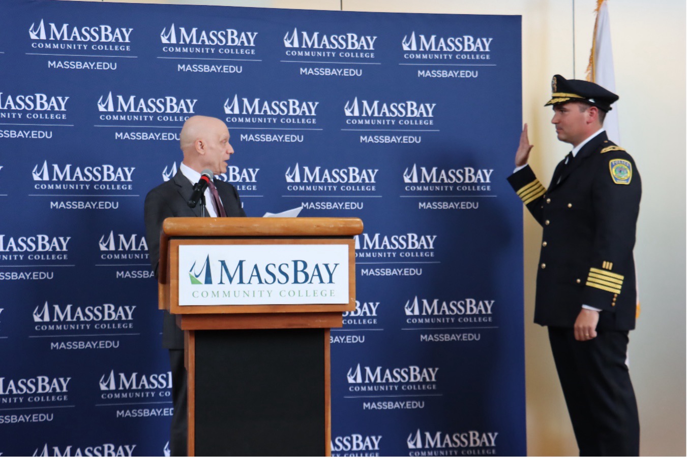 President Podell swearing in new Police Chief Robert Stephanian
