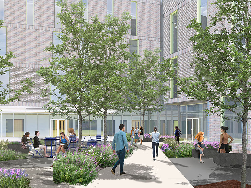 Architectural Rendering of Landscaping Around New MassBay Building