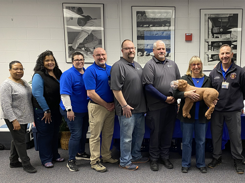 Massachusetts Senate President Karen Spilka (middle) poses with MassBay EMS faculty members and Health Sciences Dean Lynne Davis (far left) at the Nero’s training at MassBay’s Framingham campus, Framingham, MA, February 2023 (Photo/MassBay Community College).