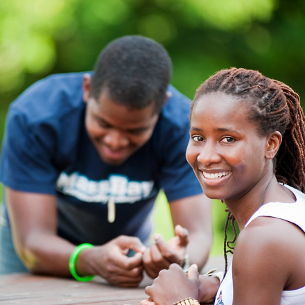 Girl smiling outside 1