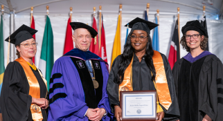 Commencement l-to-r okada-podell-javine-sevian