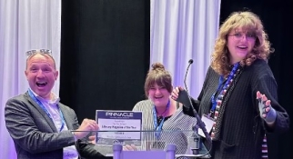 From left: MassBay Community College English professor Matt Walsh and students Brooke Richey and Dani Joseph