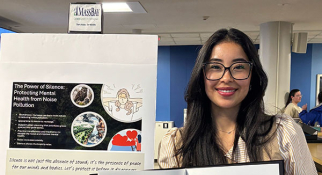 Lina Borda with the book she wrote