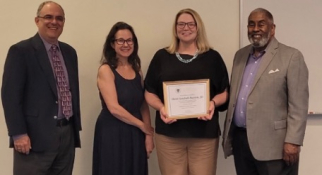 MassBay Community College Professor Heidi Getchell-Bastien with OER award
