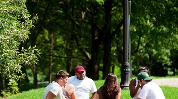 students on grass