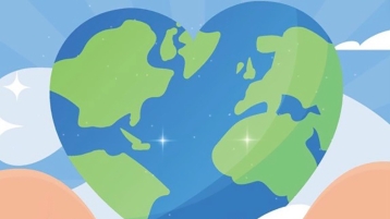 Drawing of Earth Globe Map Shaped as a Heart