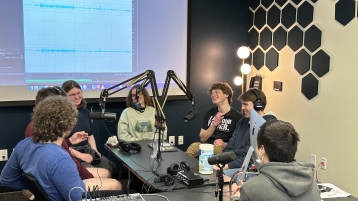 MassBay Community College Baywatch podcast - team in studio